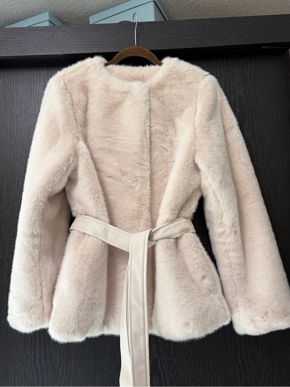Jason Wu Soft Cream Faux-Fur Belted Jacket